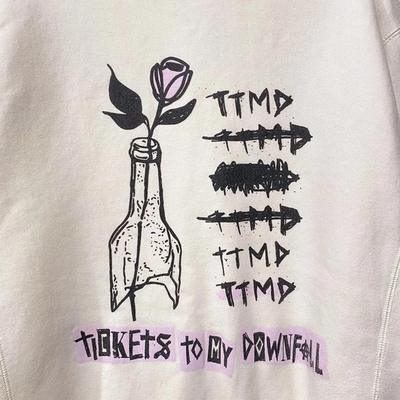 MGK Machine Gun Kelly Tickets to My Downfall Crewneck White Sweatshirt Large - Picture 5 of 5